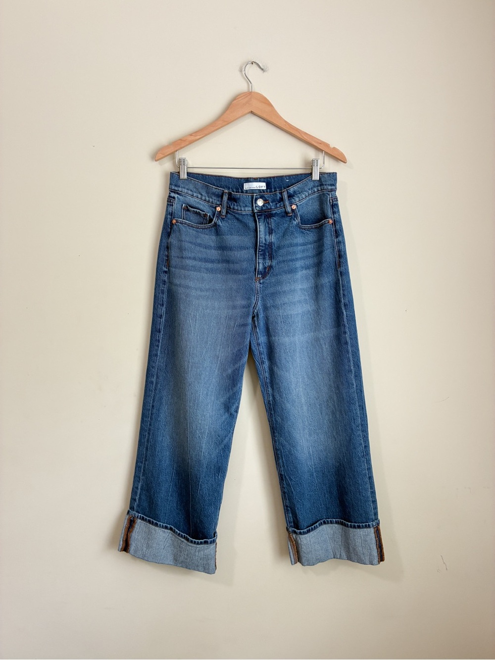 LOFT Wide Leg Crop Jeans Denim Cuffed